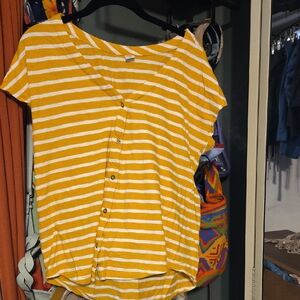 Old Navy Yellow and White Striped Top